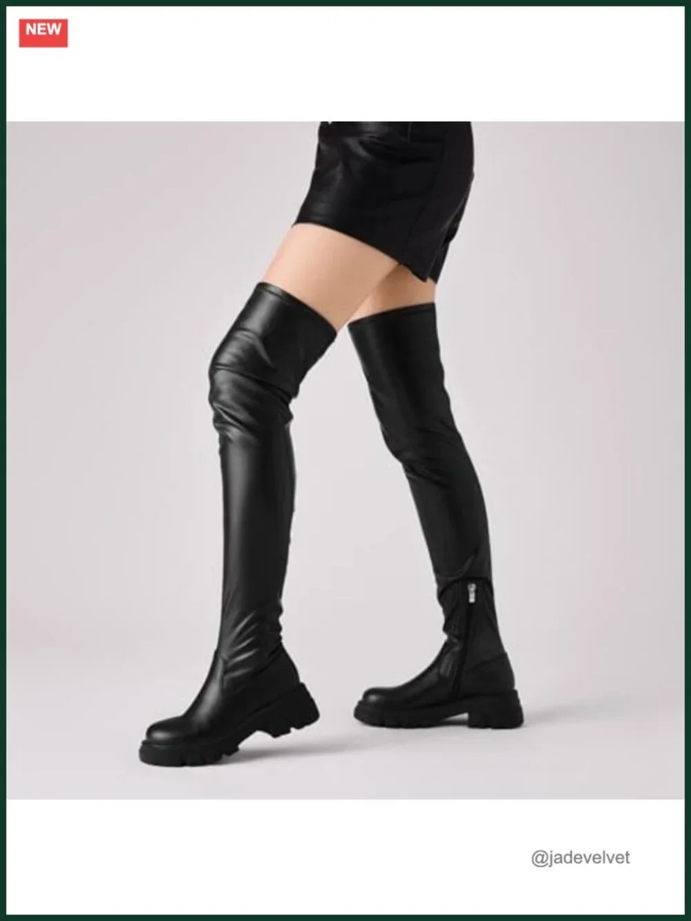 Women Thigh High Boots Platform Lug Sole Chunky Heels Stretchy Over Knee